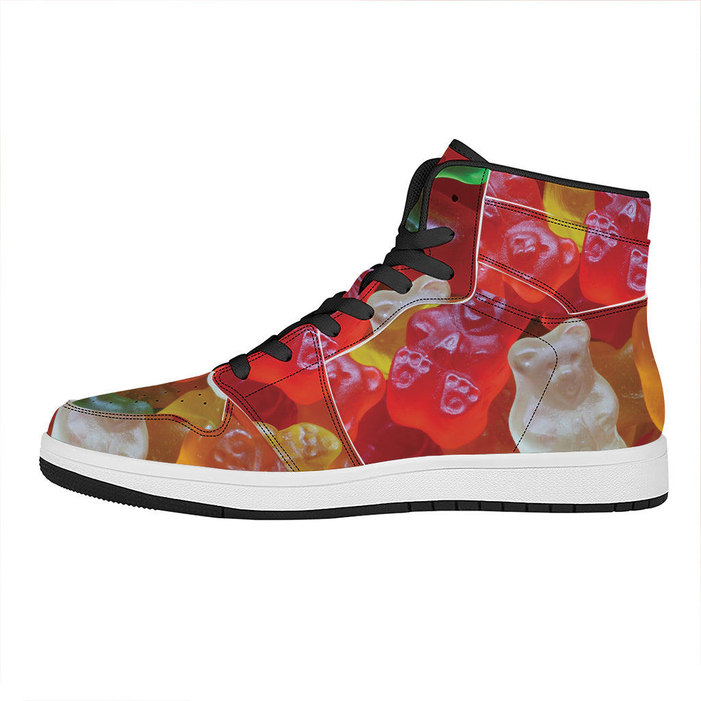 Sweet Gummy Bear Print High Top Leather Sneakers