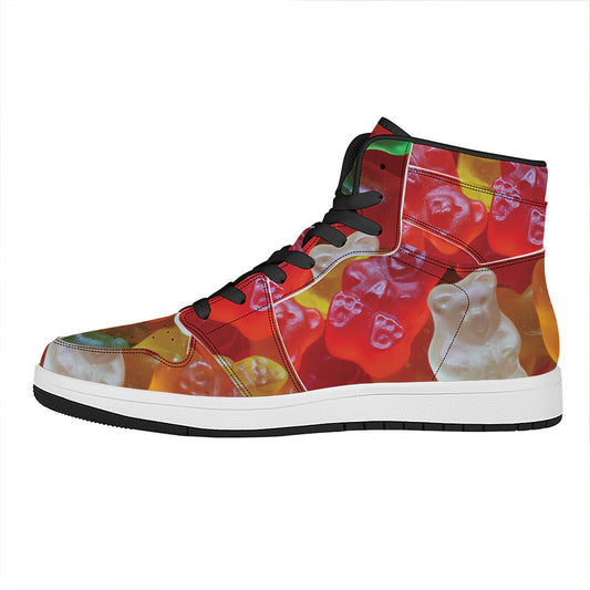 Sweet Gummy Bear Print High Top Leather Sneakers