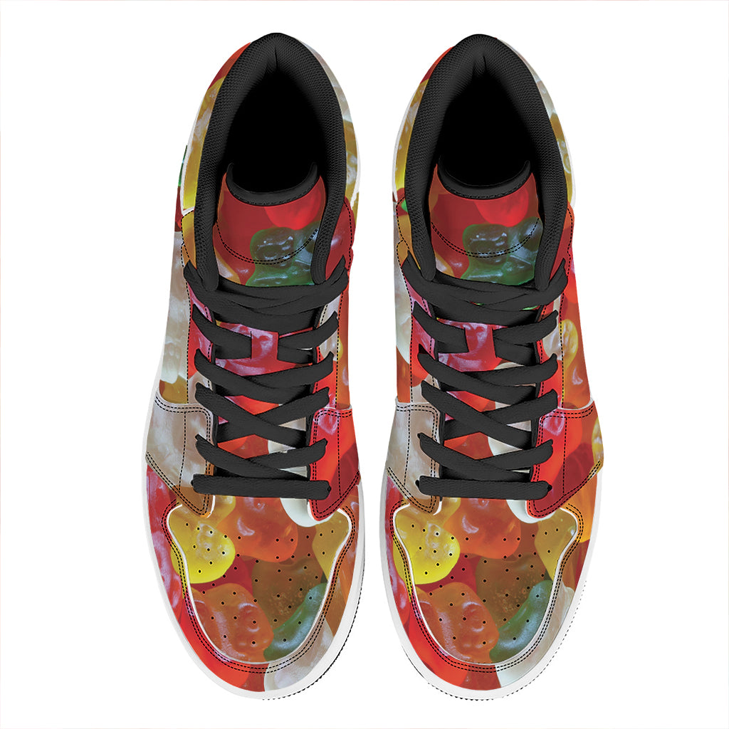 Sweet Gummy Bear Print High Top Leather Sneakers