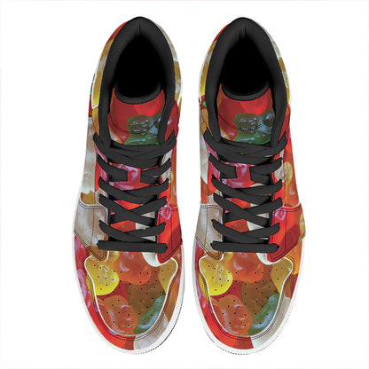Sweet Gummy Bear Print High Top Leather Sneakers