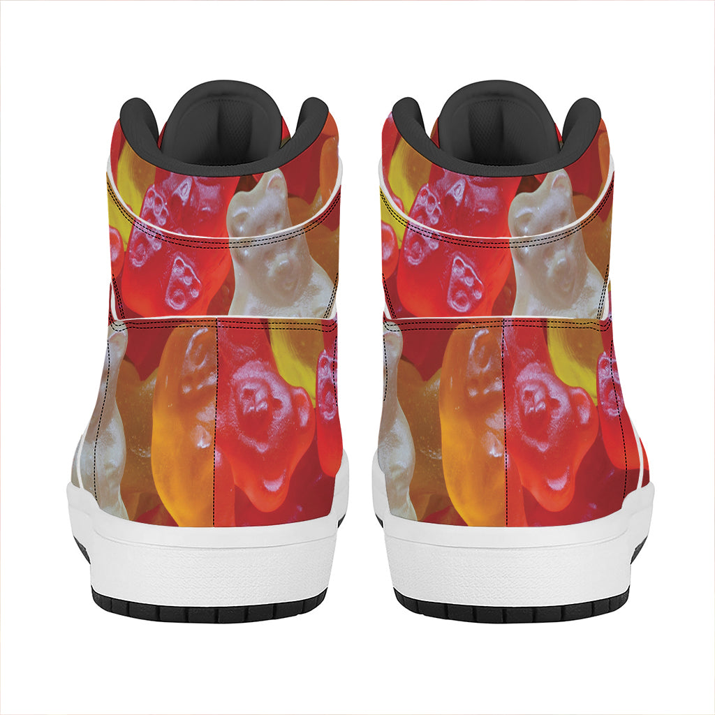 Sweet Gummy Bear Print High Top Leather Sneakers