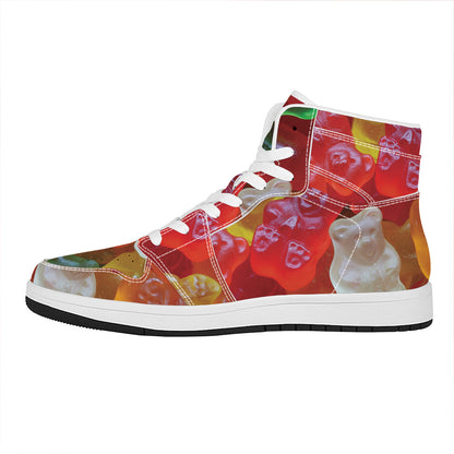 Sweet Gummy Bear Print High Top Leather Sneakers