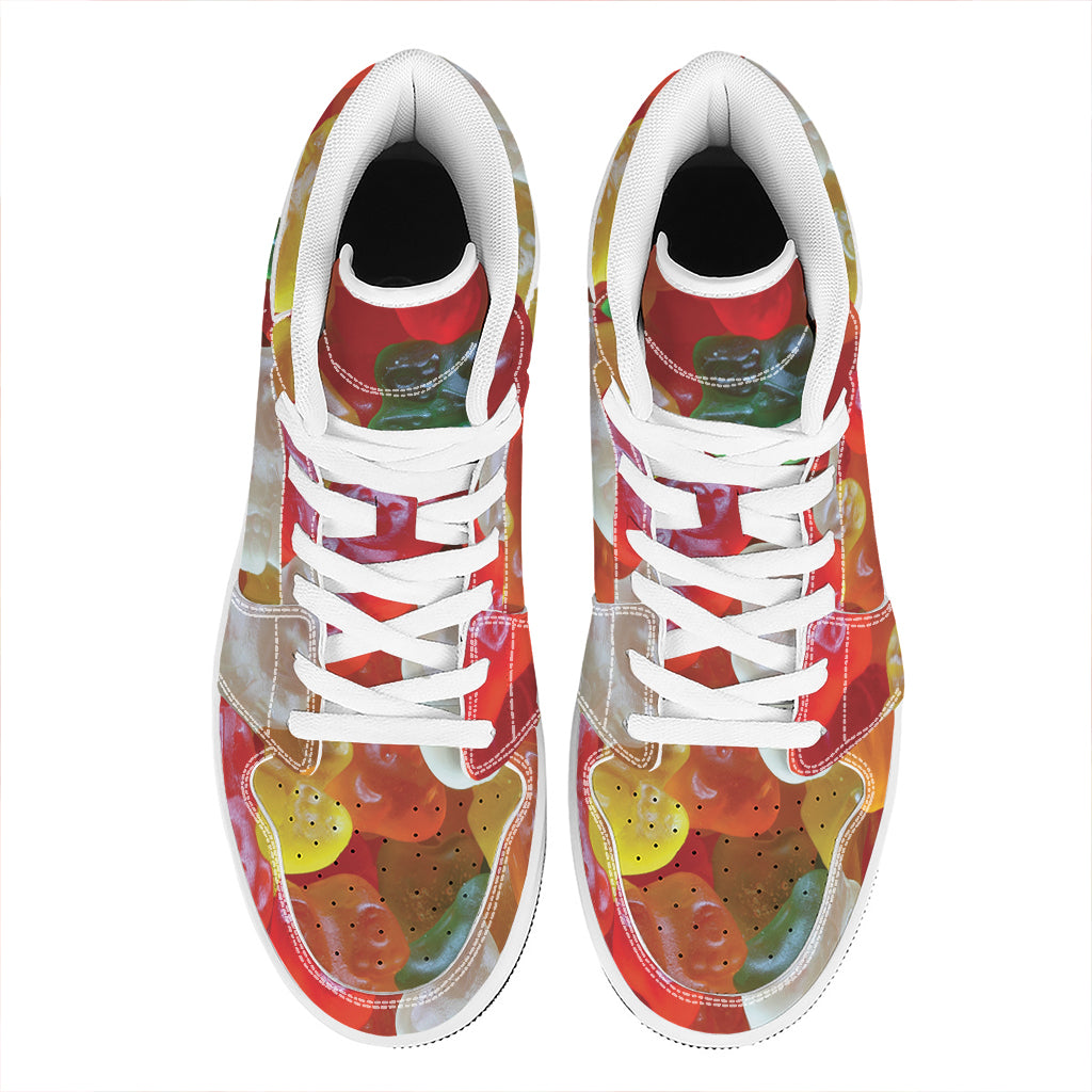 Sweet Gummy Bear Print High Top Leather Sneakers