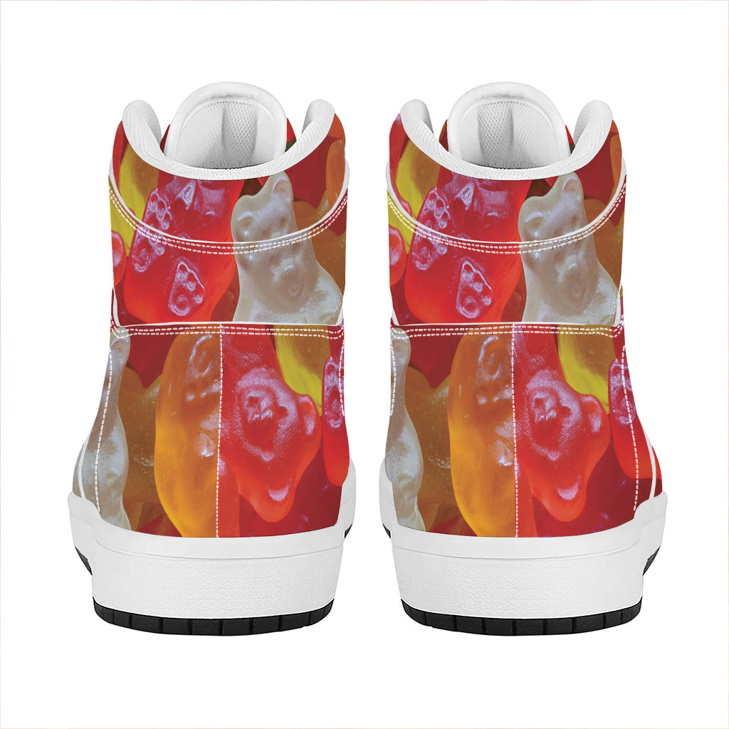 Sweet Gummy Bear Print High Top Leather Sneakers