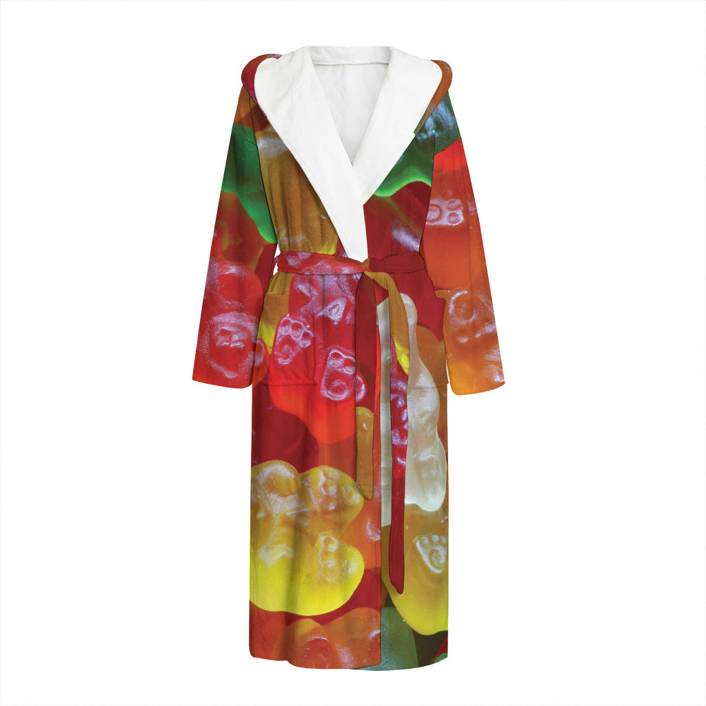 Sweet Gummy Bear Print Hooded Bathrobe