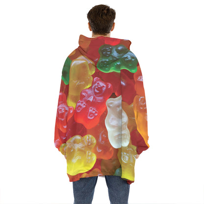 Sweet Gummy Bear Print Hoodie Blanket