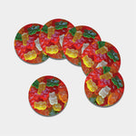 Sweet Gummy Bear Print Leather Coaster Set