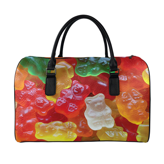 Sweet Gummy Bear Print Leather Duffle Bag