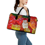 Sweet Gummy Bear Print Leather Duffle Bag