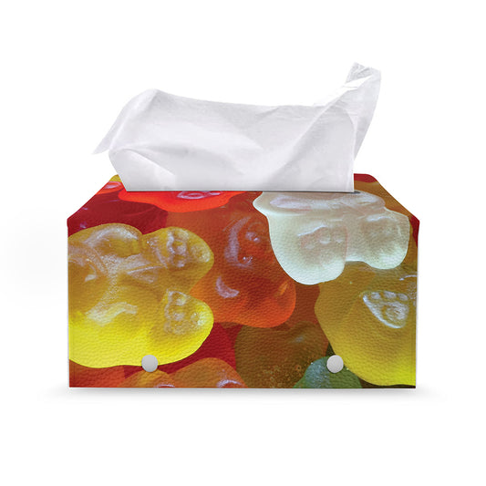 Sweet Gummy Bear Print Leather Tissue Box Cover