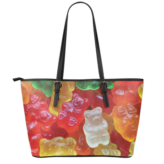 Sweet Gummy Bear Print Leather Tote Bag