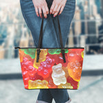 Sweet Gummy Bear Print Leather Tote Bag