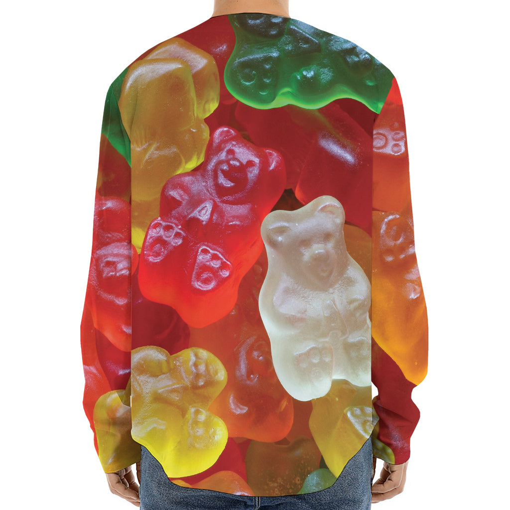 Sweet Gummy Bear Print Long Sleeve Baseball Jersey