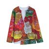 Sweet Gummy Bear Print Long Sleeve Short Coat