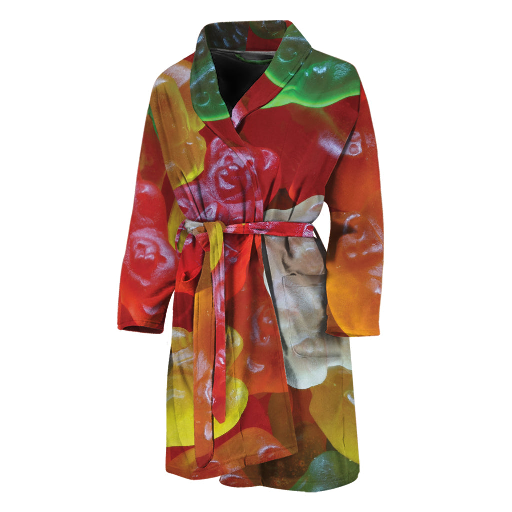 Sweet Gummy Bear Print Men's Bathrobe