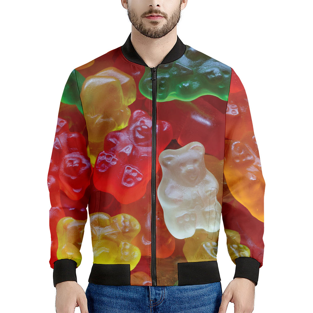 Sweet Gummy Bear Print Men's Bomber Jacket