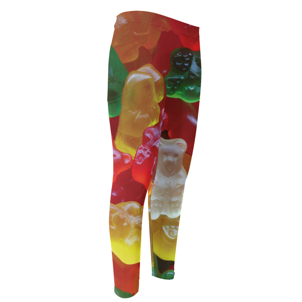 Sweet Gummy Bear Print Men's Compression Pants