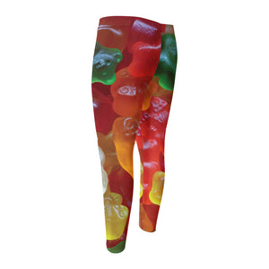 Sweet Gummy Bear Print Men's Compression Pants