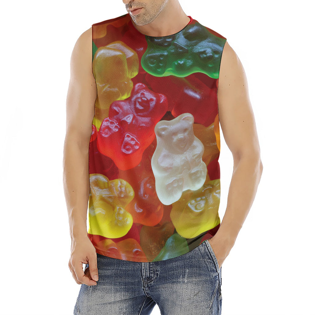 Sweet Gummy Bear Print Men's Fitness Tank Top