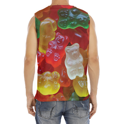 Sweet Gummy Bear Print Men's Fitness Tank Top