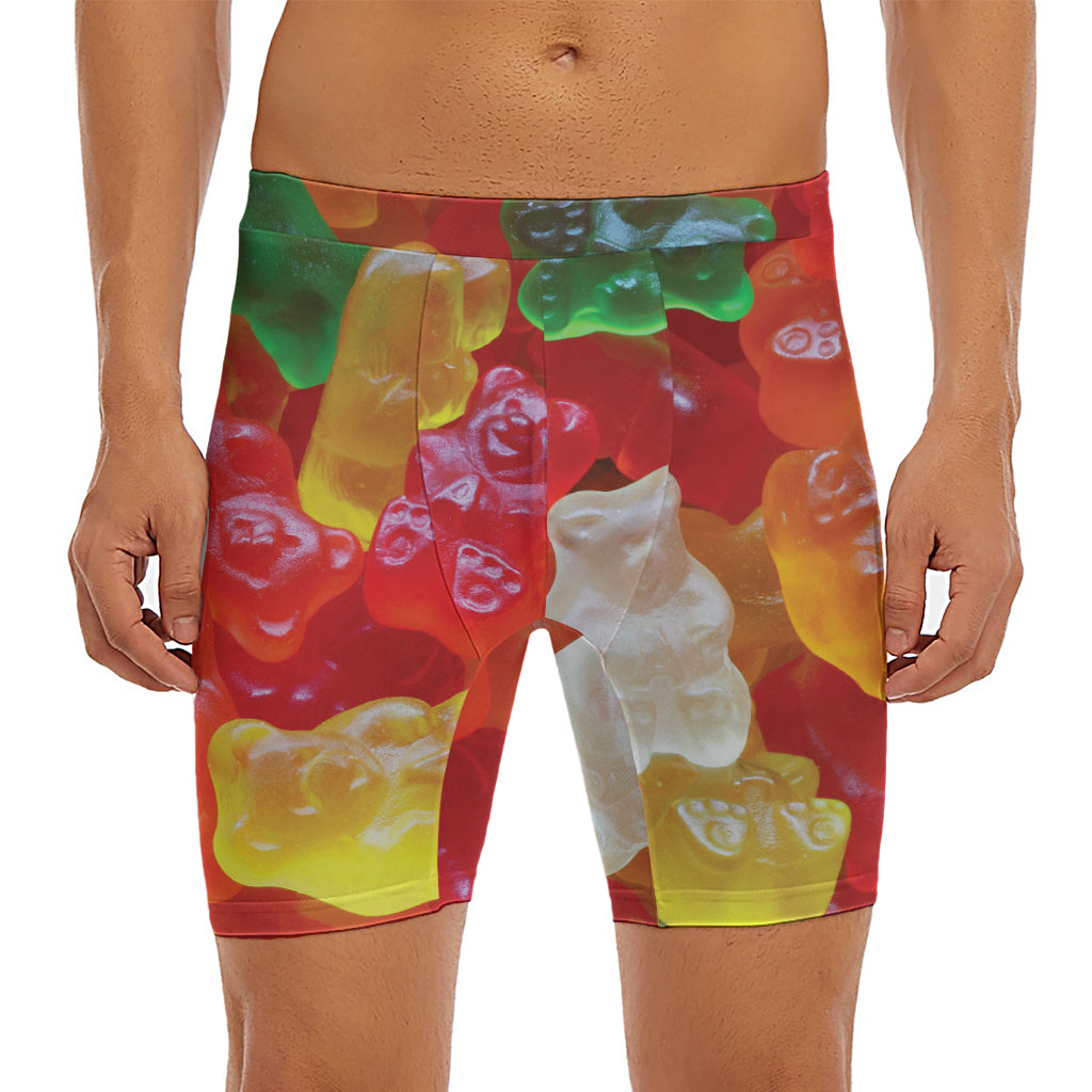 Sweet Gummy Bear Print Men's Long Boxer Briefs