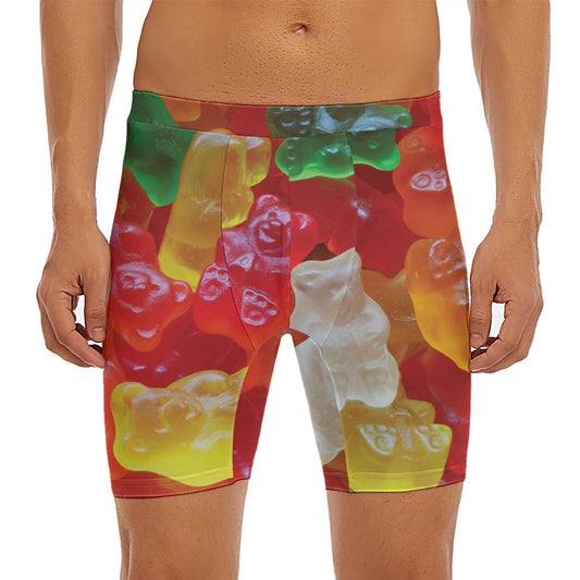 Sweet Gummy Bear Print Men's Long Boxer Briefs