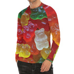 Sweet Gummy Bear Print Men's Long Sleeve Rash Guard