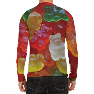 Sweet Gummy Bear Print Men's Long Sleeve Rash Guard