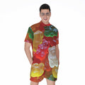 Sweet Gummy Bear Print Men's Romper