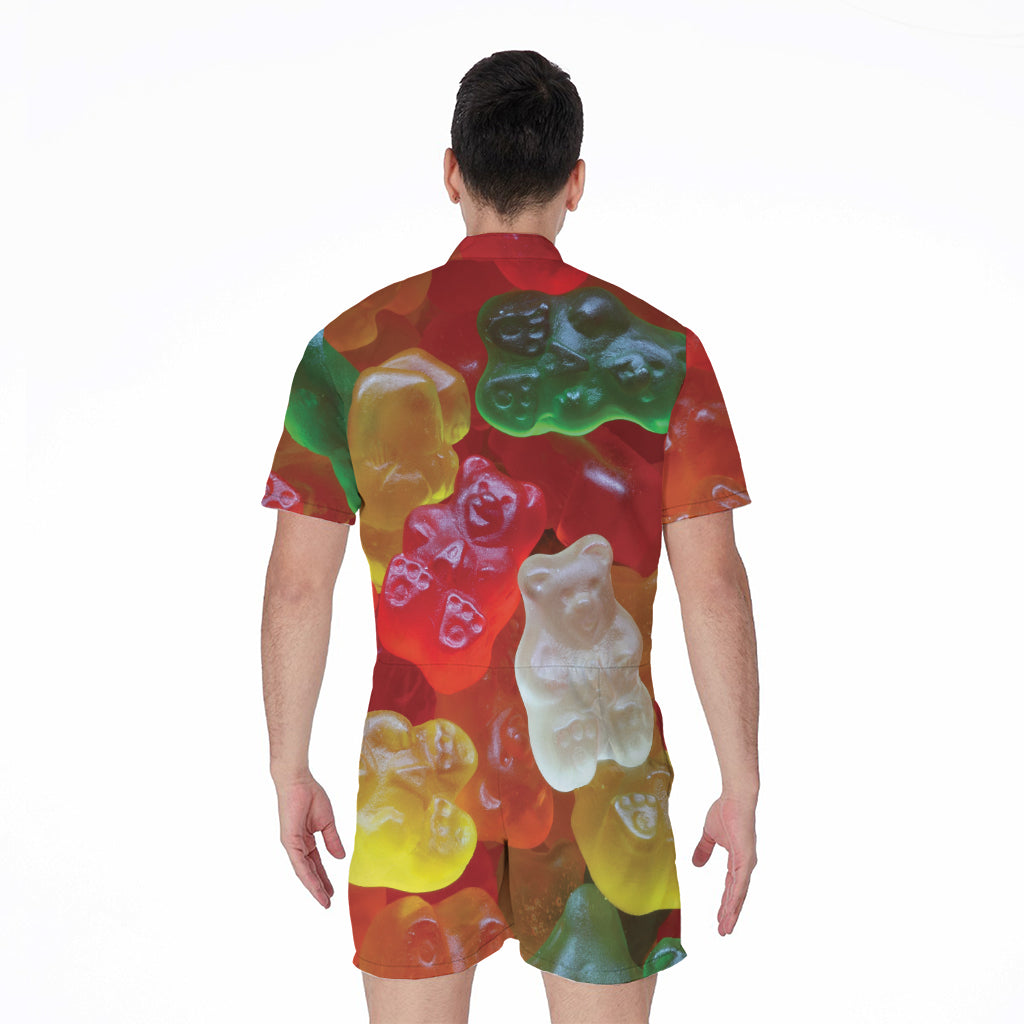 Sweet Gummy Bear Print Men's Rompers
