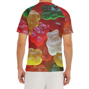 Sweet Gummy Bear Print Men's Short Sleeve Rash Guard