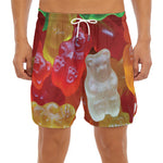 Sweet Gummy Bear Print Men's Split Running Shorts