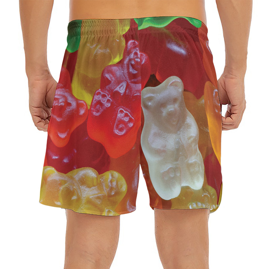 Sweet Gummy Bear Print Men's Split Running Shorts