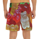 Sweet Gummy Bear Print Men's Split Running Shorts