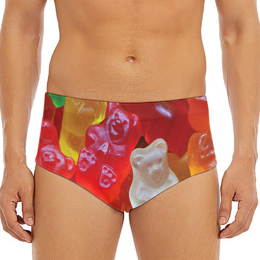 Sweet Gummy Bear Print Men's Triangle Swim Briefs