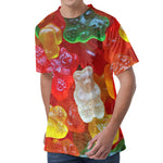 Sweet Gummy Bear Print Men's Velvet T-Shirt