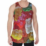 Sweet Gummy Bear Print Men's Velvet Tank Top