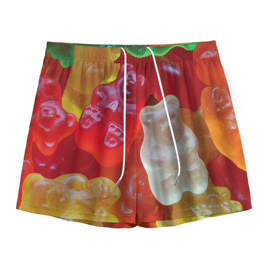 Sweet Gummy Bear Print Mesh Shorts