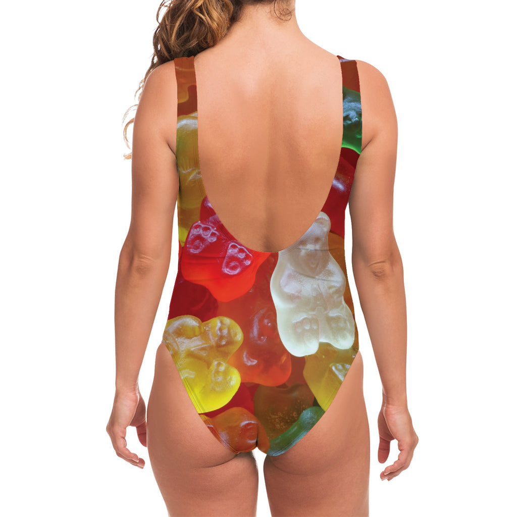 Sweet Gummy Bear Print One Piece Swimsuit