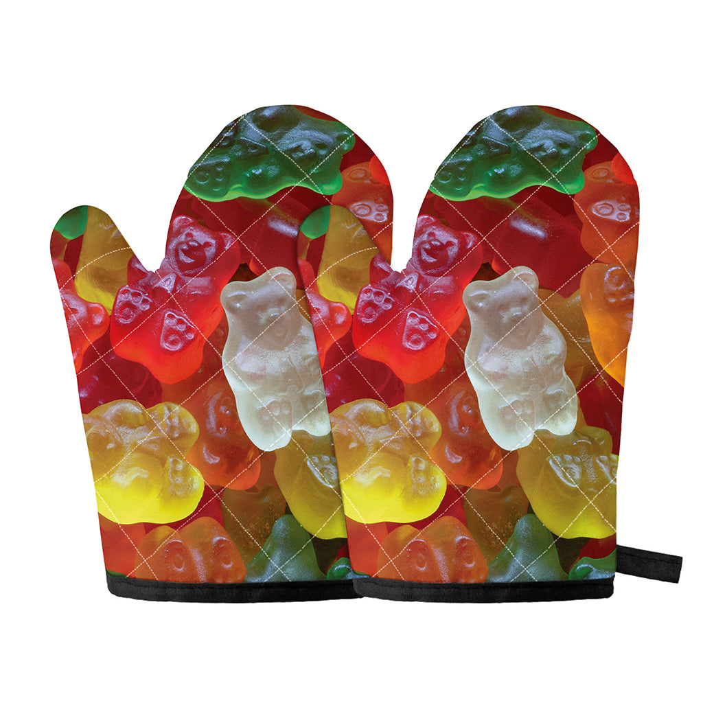 Sweet Gummy Bear Print Oven Mitts