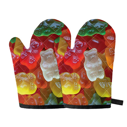 Sweet Gummy Bear Print Oven Mitts