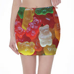 Sweet Gummy Bear Print Pencil Mini Skirt
