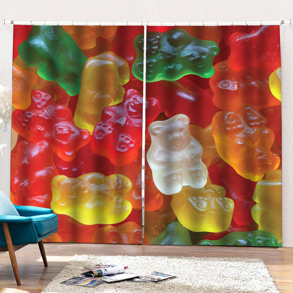 Sweet Gummy Bear Print Pencil Pleat Curtains