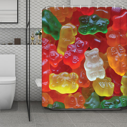 Sweet Gummy Bear Print Polyester Shower Curtain