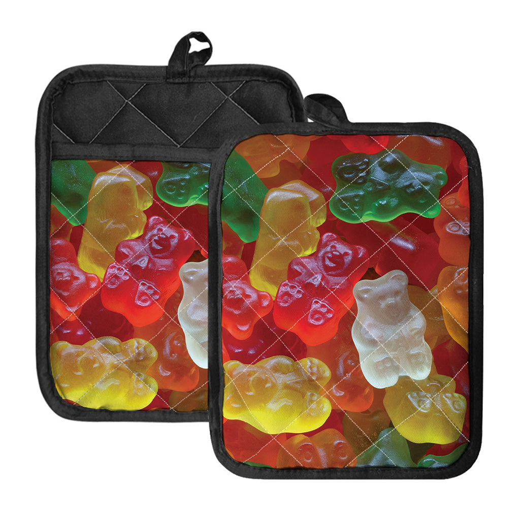 Sweet Gummy Bear Print Pot Holders With Pocket