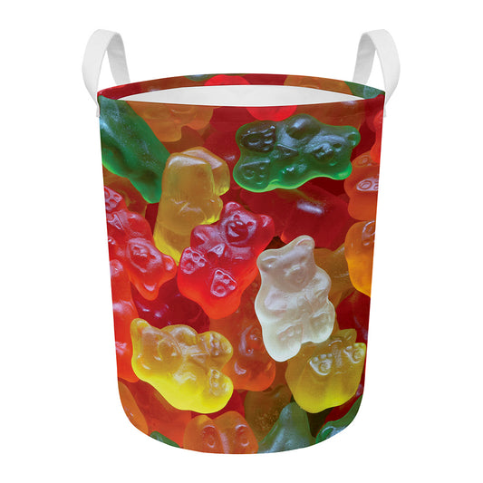 Sweet Gummy Bear Print Round Laundry Basket