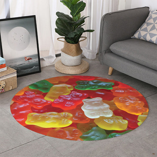 Sweet Gummy Bear Print Round Rug