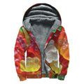 Sweet Gummy Bear Print Sherpa Lined Zip Up Hoodie