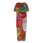 Sweet Gummy Bear Print Short Sleeve Long Nightdress