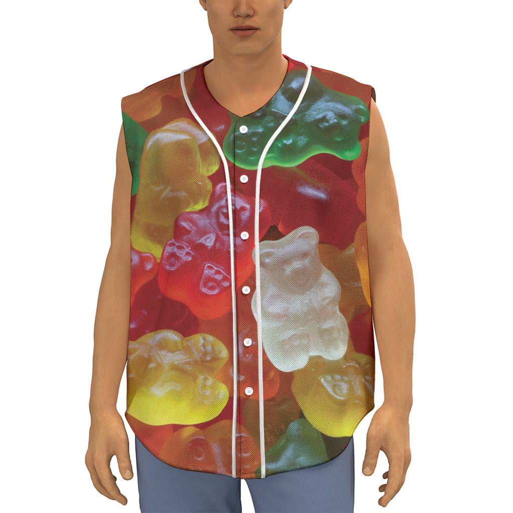 Sweet Gummy Bear Print Sleeveless Baseball Jersey